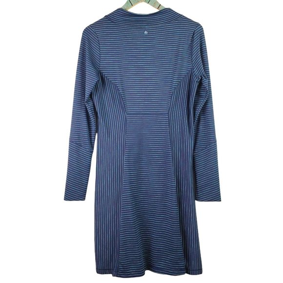 Prana Blue Striped Scramble Athletic High Neck Long Sleeve Dress Sz S - Picture 2 of 12